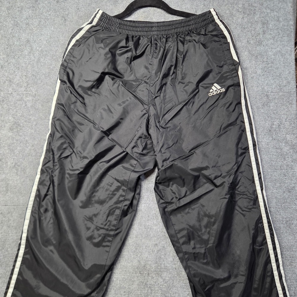 Vintage 90s Adidas Tearaway Track Pants Mens Small Black White Snap Side Lined